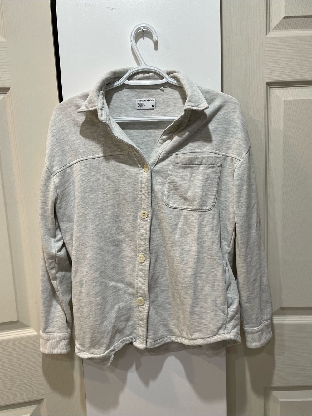 Frank and oak  grey Button-Front Women's Sweater Shirt size xs